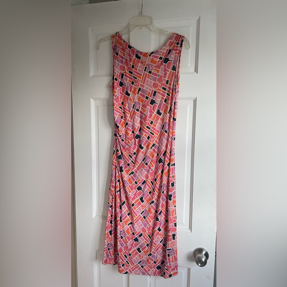 (Vintage) Diane Von Furstenberg Pink and Black Geometric Midi Dress